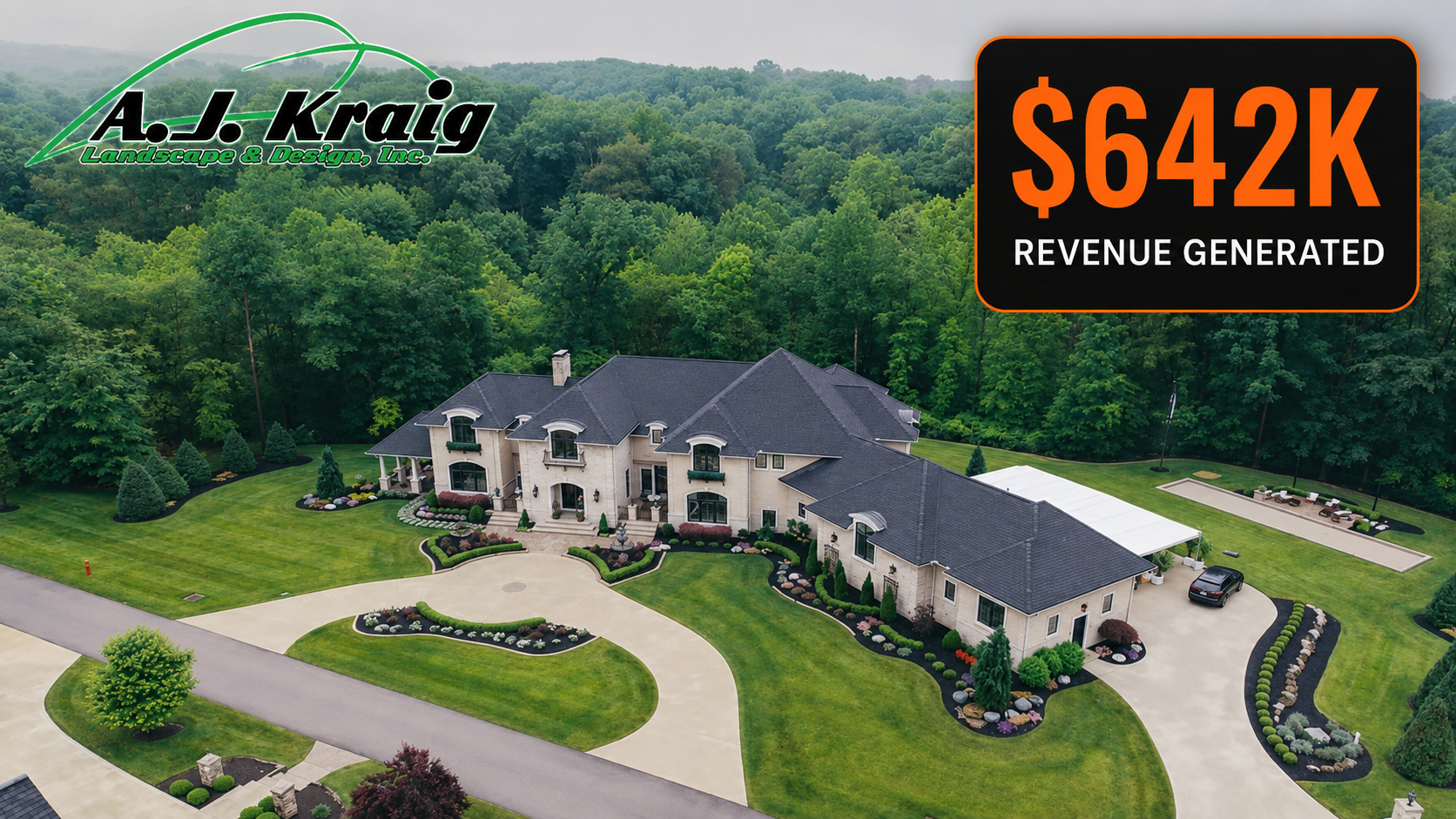 A.J. Kraig Landscape and Design estate project with $642K revenue generated