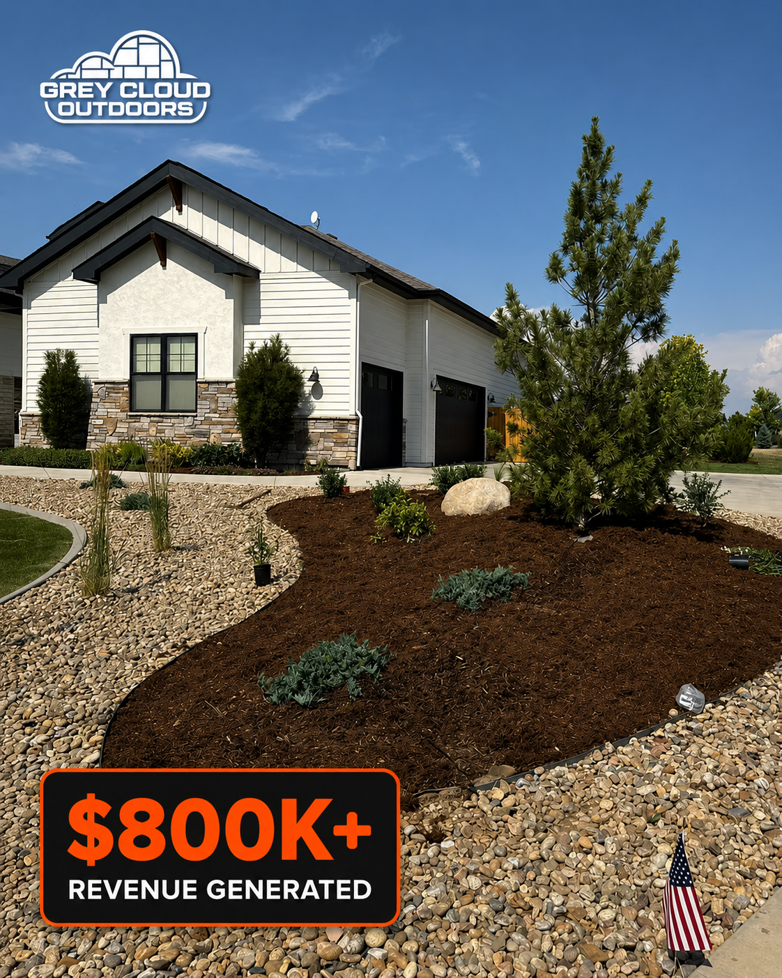 Completed landscape and hardscape front yard project with $800K+ revenue generated