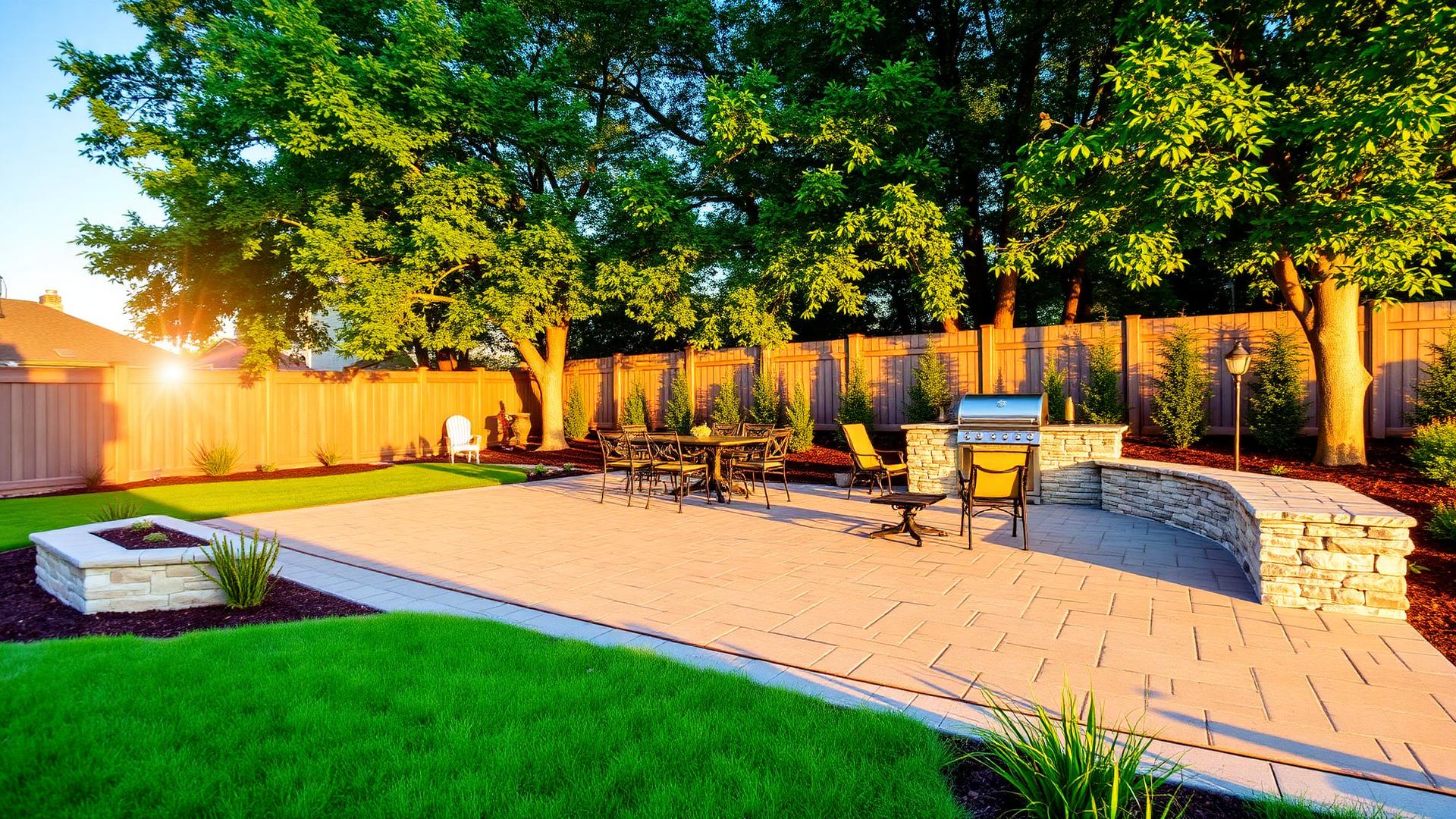 Custom paver patio with outdoor seating area